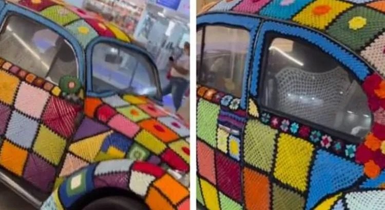 Le tejió un forro a su VW Le tejió un forro a su VW