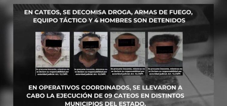 Cateos en cinco municipios de Colima dejan droga, armas y detenidos