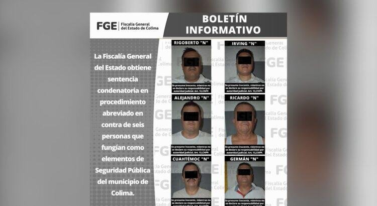 Condenan a seis policías de Colima por filtrar información al CJNG