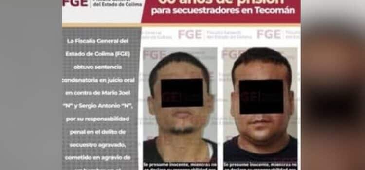 Pena máxima de 60 años por secuestro en Tecomán, Colima