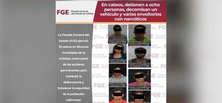 Cateos en Colima dejan ocho detenidos por narcomenudeo