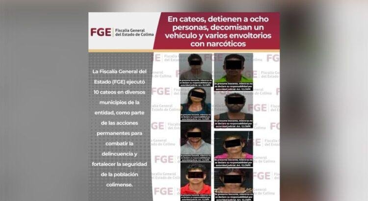 Cateos en Colima dejan ocho detenidos por narcomenudeo Cateos en Colima dejan ocho detenidos por narcomenudeo
