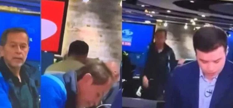 Empleado de noticiero protagoniza incómodo momento al intentar ‘besar’ a su compañera en plena transmisión en vivo