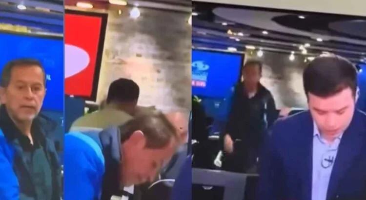 Empleado de noticiero protagoniza incómodo momento al intentar ‘besar’ a su compañera en plena transmisión en vivo