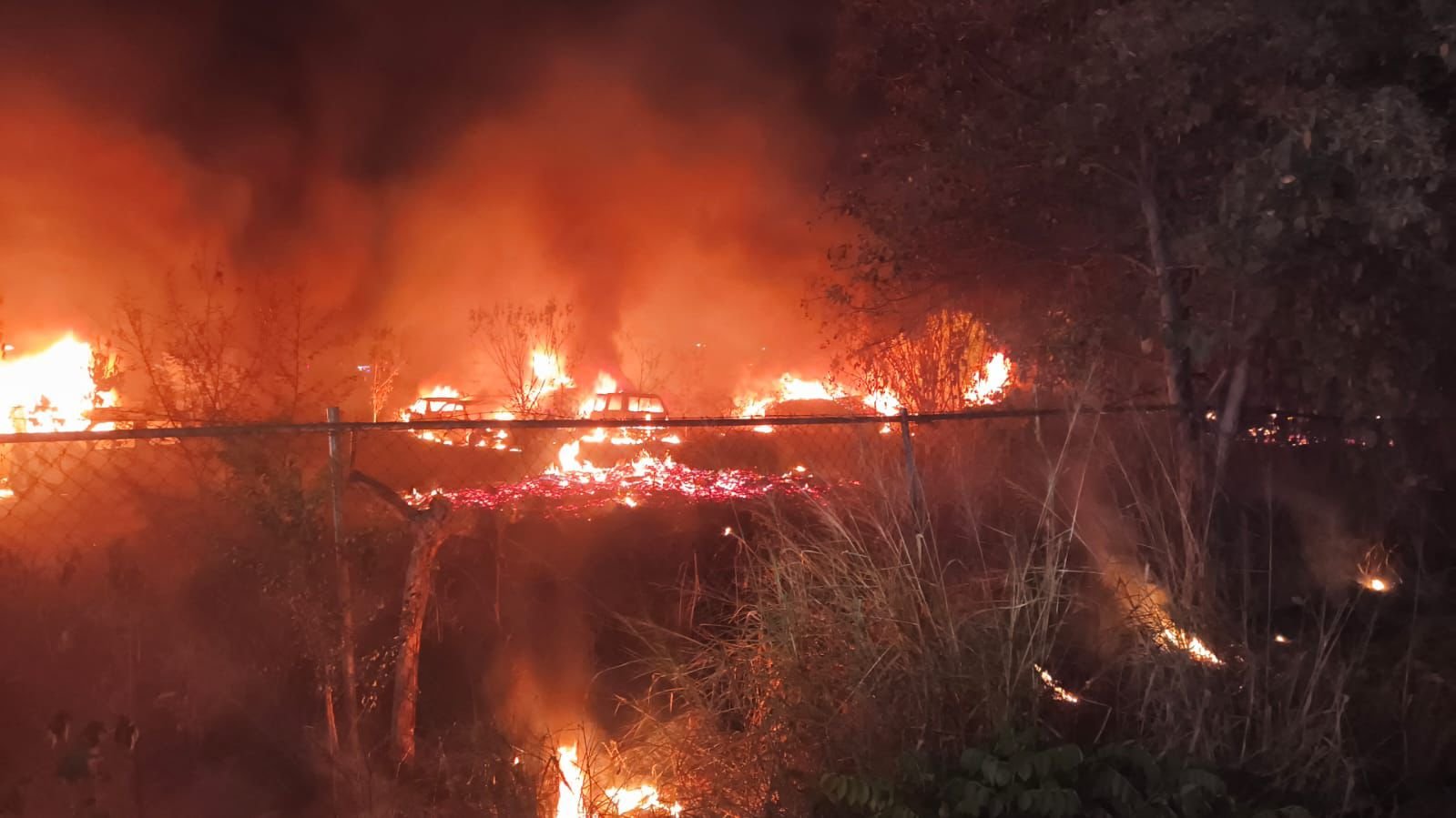 Incendio alcanza predio de la Fiscalía donde se resguardan vehículos en Colima