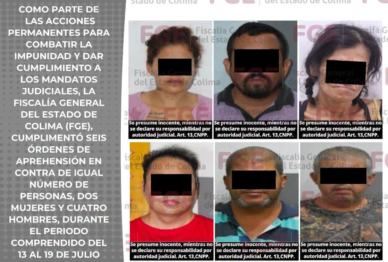 Seis detenidos y dos condenados a 35 años por homicidio en Colima